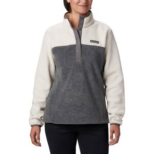 Columbia Benton Spring Half Snap Fleece Pullover White/Gray Women's Jacket Sz XL
